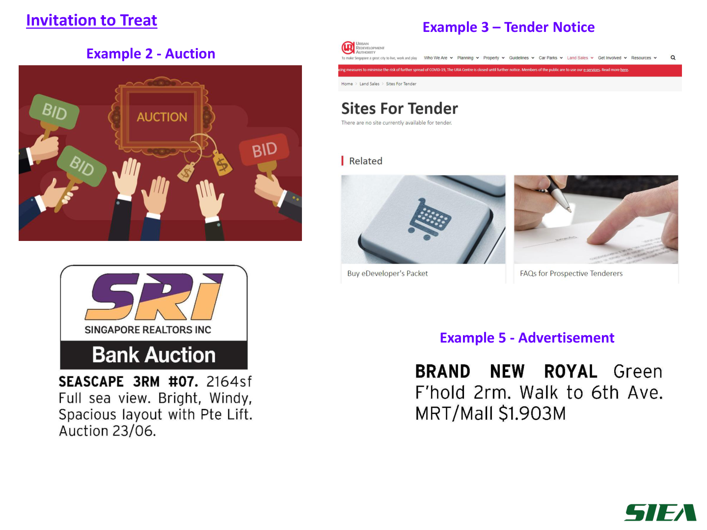Slide 5 — Invitation to Treat examples.