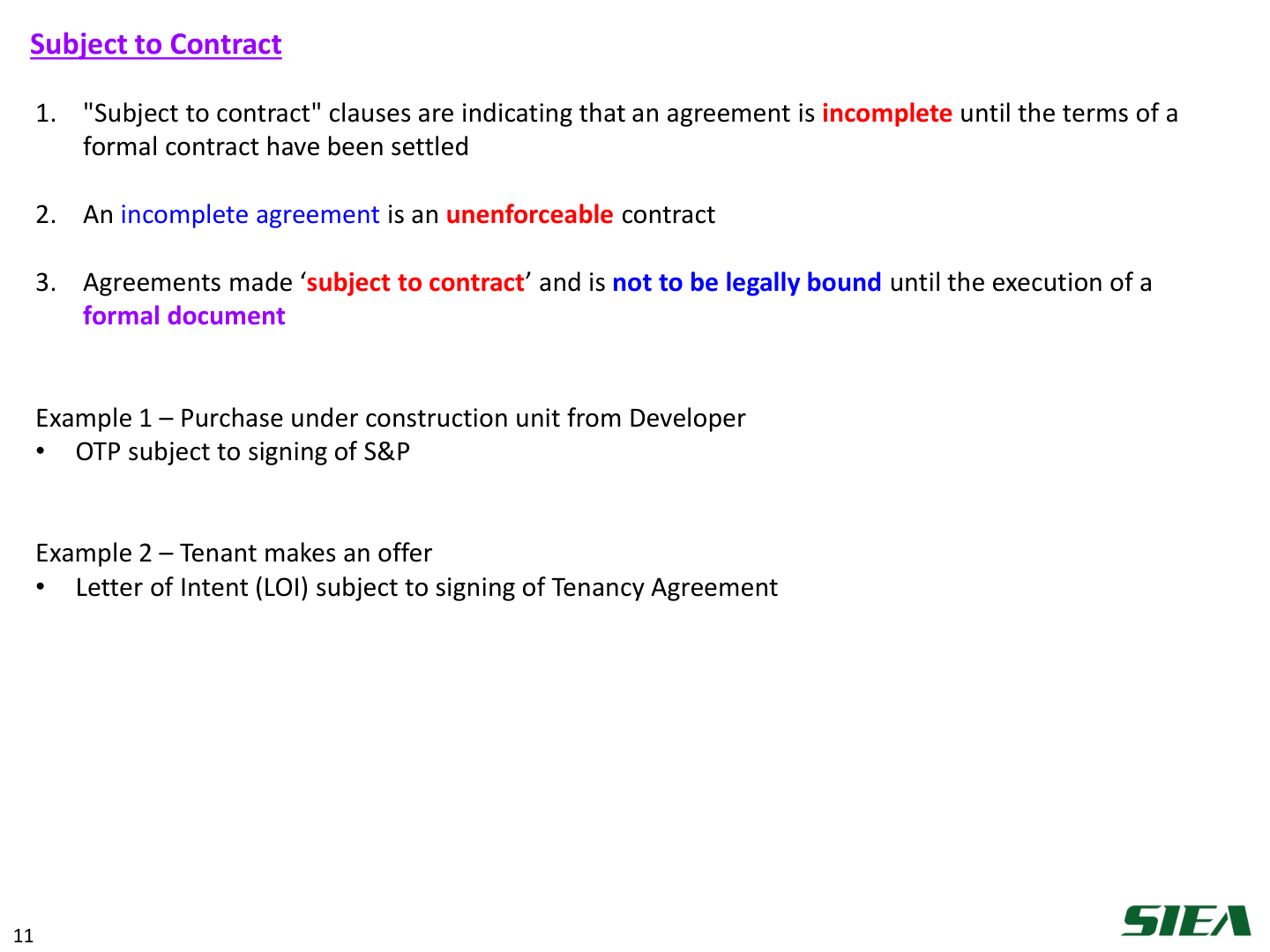 Slide 12 — Subject to contract.