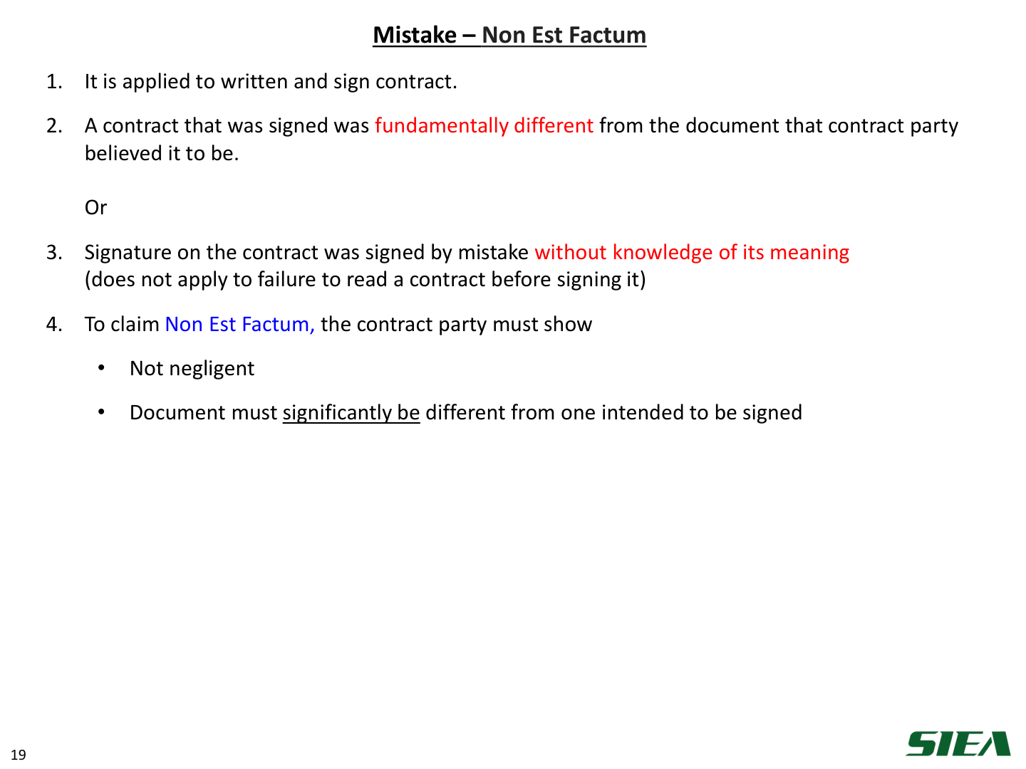 Slide 20 — Mistake – non est factum.