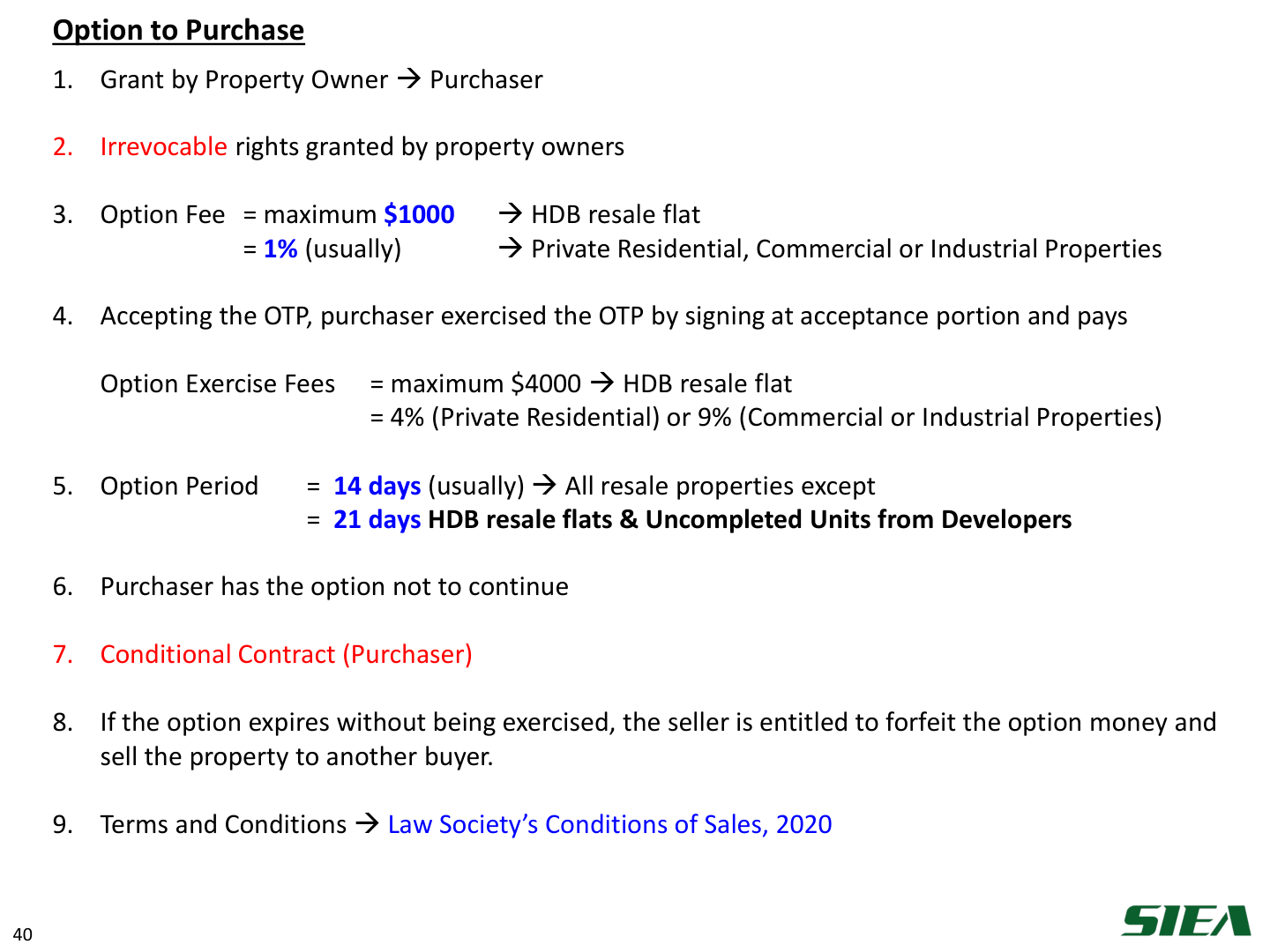 Slide 41 — Option to Purchase.
