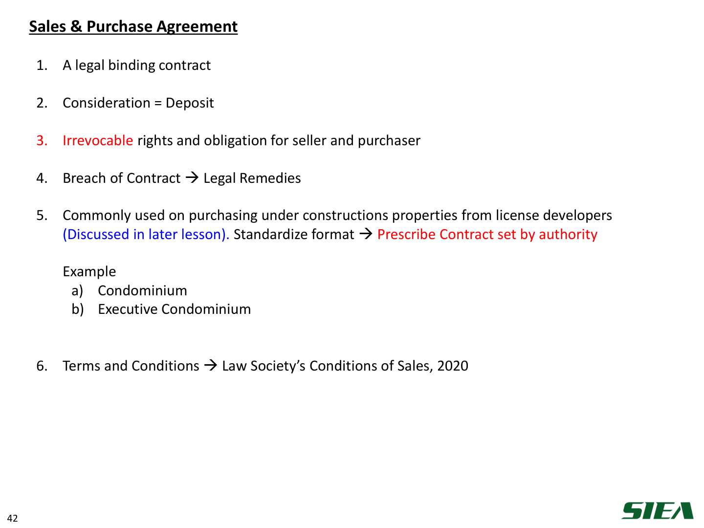 Slide 43 — Sales & Purchase Agreement.
