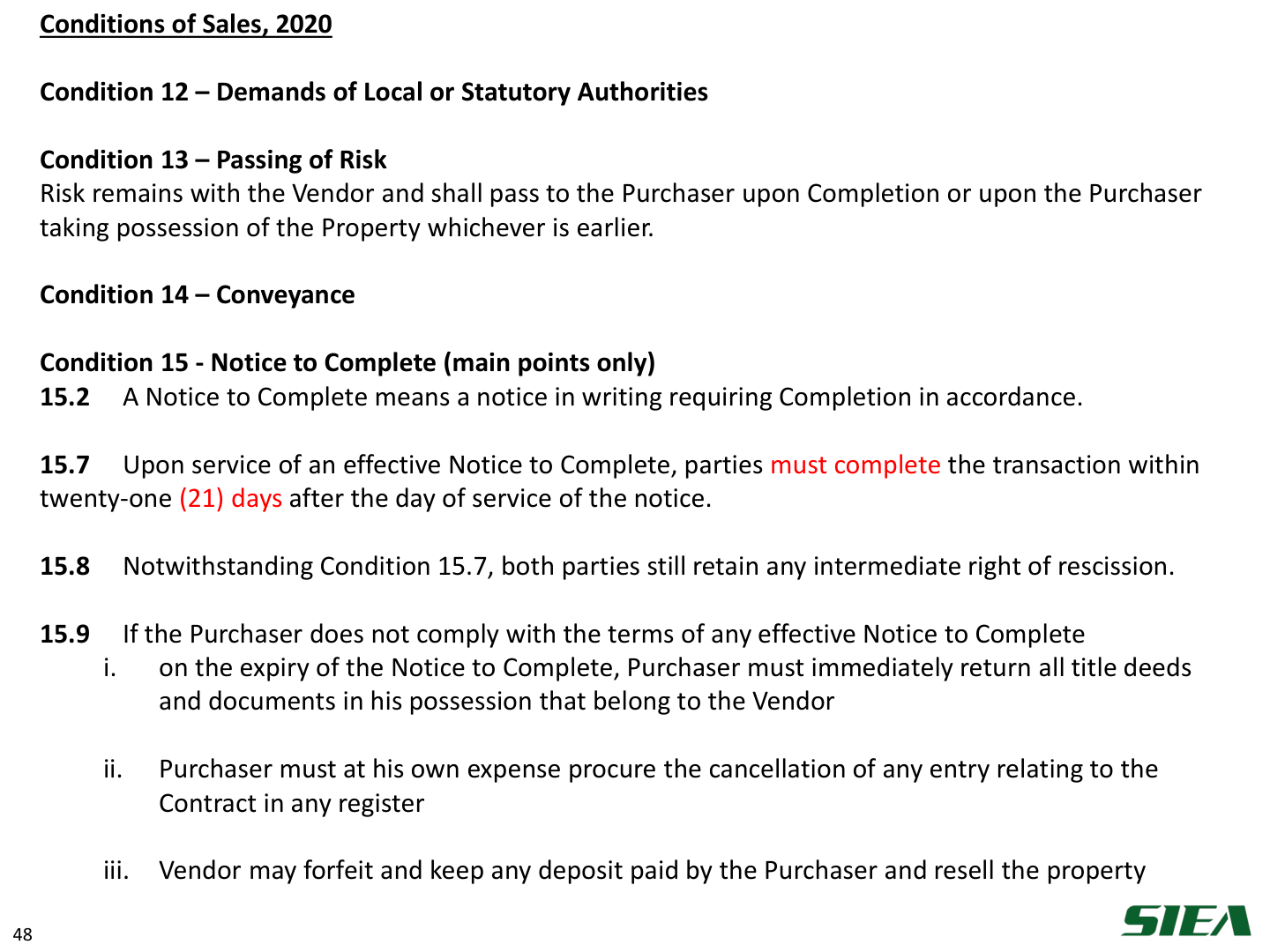 Slide 49 — Conditions 12–15.