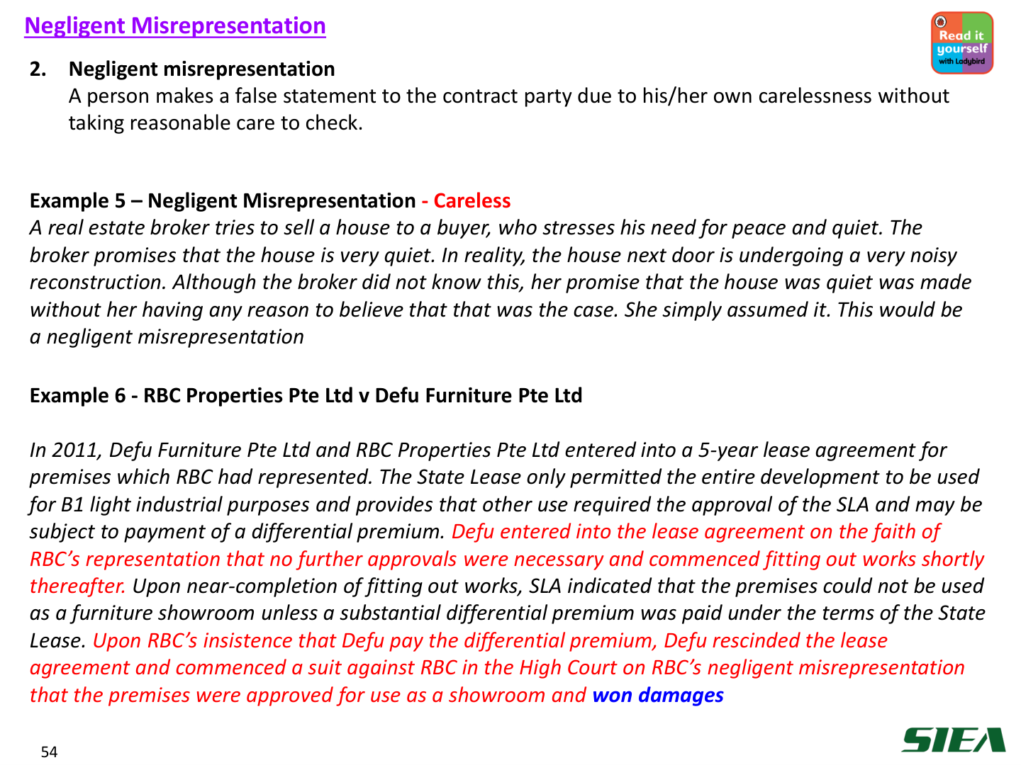 Slide 55 — Negligent misrepresentation.